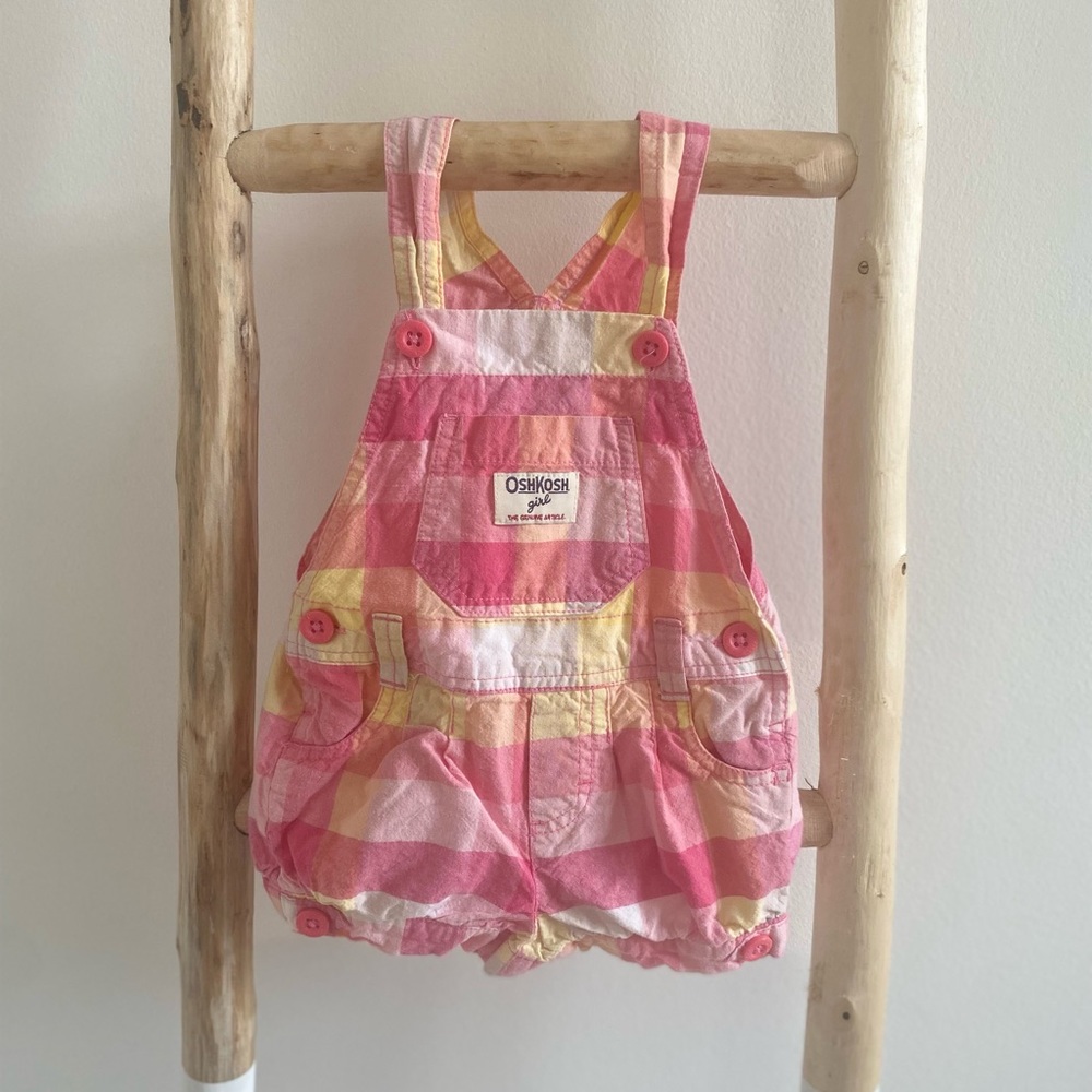 Oshkosh Girl Pink Plaid Overalls